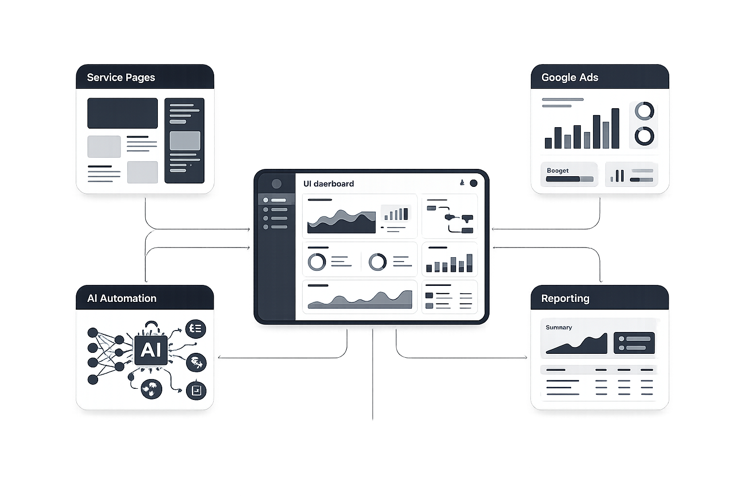 Connected digital services dashboard system